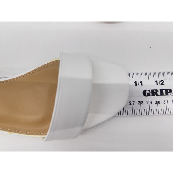 Pierre Dumas White Kiara Ankle Strap Back Zip Dressy Low Block Heel Sandals 9 - Picture 9 of 10